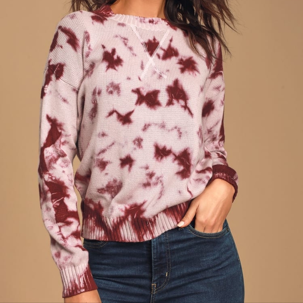 Lulus To Dye For Mauve and Plum Tie-Dye Long Sleeve Sweater